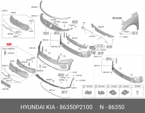 Решетка радиатора KIA Sorento (20-) (B TYPE - GROSSY BLACK) OE 86350P2100 HYUNDAI KIA