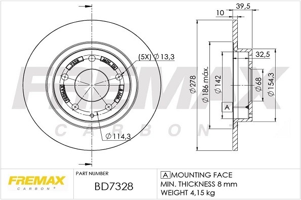 диск тормозной задний!\ Mazda 6 2.0/Skyactiv-G 12> BD7328 FREMAX