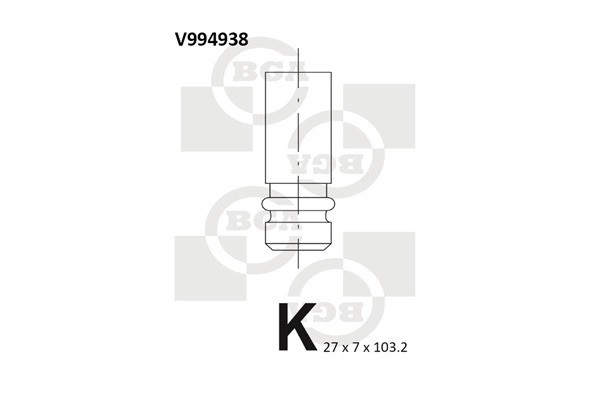 клапан выпускной! 27x7x103.3\ Renault Laguna 2.0 16V 90> V994938 BG AUTOMOTIVE