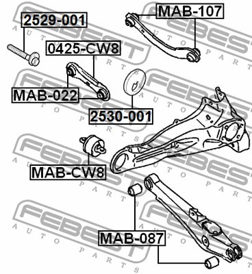 Болт с эксцентриком CITROEN C-CROSSER 2007-2012 2529-001 2529-001 FEBEST