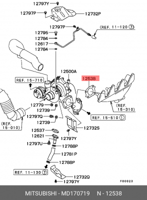 Прокладка MITSUBISHI Pajero турбины OE MD170719 MITSUBISHI