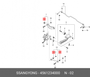Сайлентблок SSANGYONG Actyon (10-) рычага продольного заднего OE 4561234000 SSANG YONG