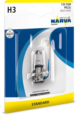 Лампа 12V H3 55W PK22s блистер (1шт.) Standard NARVA 483214000 NARVA