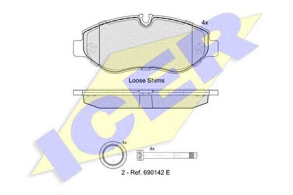 141786 колодки дисковые !\MB Sprinter 209CDi-324CDi, VW Crafter 30/35 2.5TDi 06> 141786 ICER