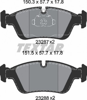 Колодки тормозные BMW E36, E46, Z3, E36, Z4, E85 (98-) передние (4шт.) TEXTAR 2328702 TEXTAR