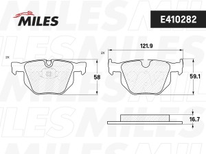 Колодки тормозные задние (без датчика) (Смесь Low-Metallic) (BMW E90/E91/E60/E61 E410282 MILES