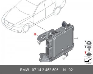 Гайка с пружинным зажимом C !M6 \BMW 1' E81, E82, E87, LCI, E88, F40, F52, 2' F2 07 14 2 452 506 BMW