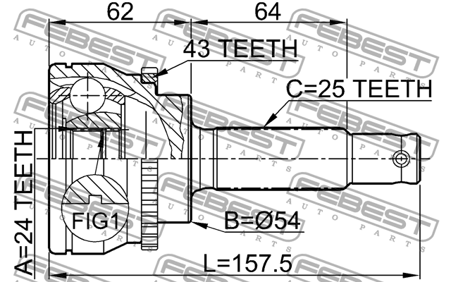 ШРУС 0410-033A43 0410-033A43 FEBEST