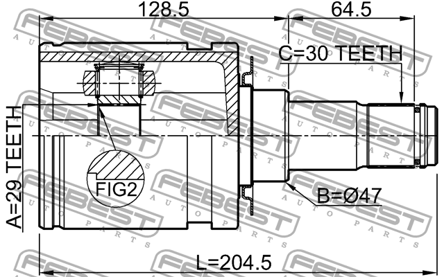 ШРУС внутренний TOYOTA TACOMA GRN2##/TRN2## 2004-2015 0111-GRN245 0111-GRN245 FEBEST
