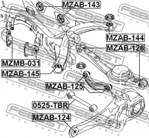 Сайлентблок задн подвески MAZDA CX-9 TB 2007-2013, MPV LY 2006- MZAB-126 MZAB-126 FEBEST