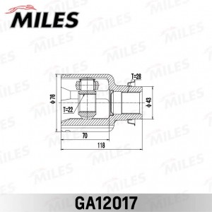 ШРУС внутренний правый MAZDA 3 BK 03-08, BL 09-13 /MAZDA AXELA BL 09-13 GA12017 GA12017 MILES