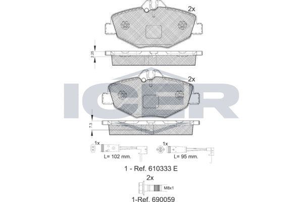 181527-701 колодки дисковые передние !\ MB W211 2.0-2.4/2.0CDi/2.7CDi 02> 181527701 ICER