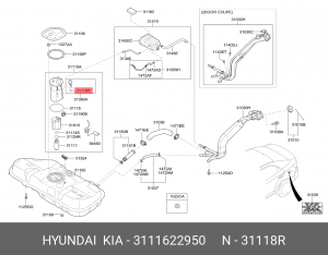 Кольцо уплотнительное KIA Cerato насоса топливного OE 3111622950 HYUNDAI KIA