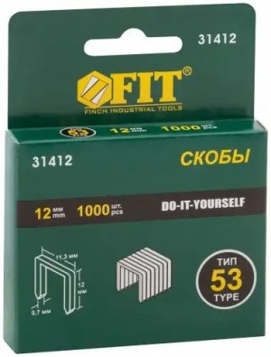 Скоба для степлера 12мм 1000шт. тип 53 каленая FIT 31412 FIT