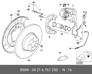 Колодки тормозные BMW X3 (E83),X5 (E53),3 (E46) (2.5/3.0) задние (4шт.) OE 34 21 6 761 250 BMW