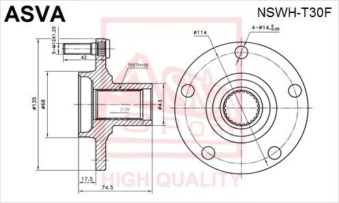 СТУПИЦА ПЕРЕДНЯЯ NISSAN/INFINITI NSWHT30F NSWH-T30F ASVA