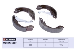 Торм. колодки барабанные задн. Chevrolet Aveo I 03-  Cobalt 13-  Spark III 10- Z M2520209 MARSHALL