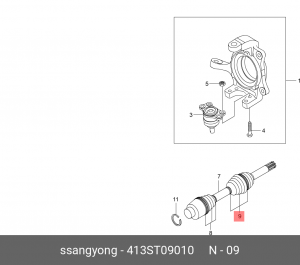 Пыльник ШРУСа SSANGYONG Actyon (06-),Kyron (05-),Actyon Sports(06-),Rexton (06-) 413ST09010 SSANG YONG