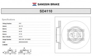 Диск тормозной SD4110 SD4110 SANGSIN