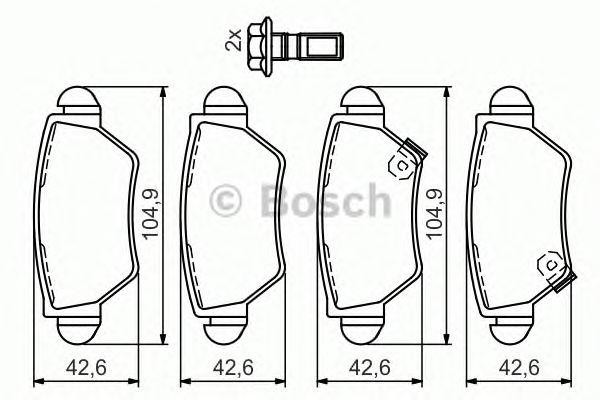 Колодки тормозные OPEL Astra G (98-),Zafira Van (03-05) задние (4шт.) BOSCH 0 986 494 014 BOSCH