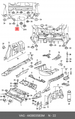 Заглушка VW AUDI SEAT SKODA кузова (с клапаном слива) OE 443 803 583 M VAG