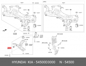 Рычаг подвески KIA Spotrage (16-) передней нижний левый OE 54500D3000 HYUNDAI KIA
