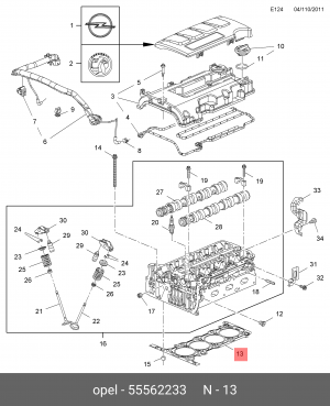 Прокладка головки блока CHEVROLET Cruze OPEL Astra J (ACDelco Professional) OE 55562233 GENERAL MOTORS