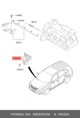 Реле HYUNDAI Santa Fe (09-) KIA Sorento (09-) свечей накаливания OE 368302F050 HYUNDAI KIA