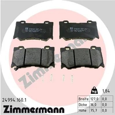 колодки дисковые !перед. 127x76x16 \ Infiniti G37 08>/M37/M56 11>, Nissan 370Z 0 249941601 ZIMMERMANN