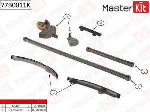 Комплект цепи ГРМ Nissan Primera/X-Trail 2.0i-2.5i (без звездочек) 77B0011K 77B0011K MASTER KIT