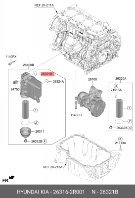 УПЛОТНИТЕЛЬНОЕ КОЛЬЦО МАСЛЯНОГО ФИЛЬТРА ДВИГАТЕЛЯ 263162R001 263162R001 HYUNDAI KIA