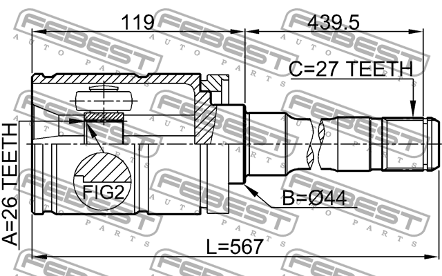 ШРУС внутренний 1911-E53RH 1911-E53RH FEBEST
