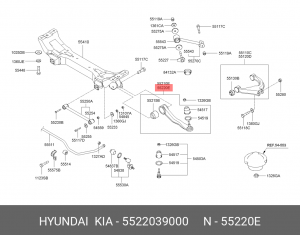 Рычаг задний поперечный нижний левый 55220-39000 5522039000 HYUNDAI KIA