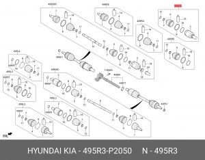 ШРУС ВАЛА КОЛЕСА 495R3-P2050 495R3P2050 HYUNDAI KIA