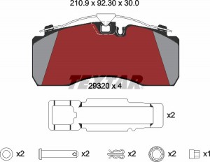 Колодки тормозные IVECO MAN MERCEDES (без выточки под датчик АБС) дисковые (211x 2932003 TEXTAR