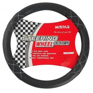 Оплетка руля (M) 37-39см черная кожа MISTAR MISLT35ABKM MISTAR