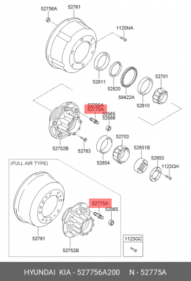 Шпилька колеса HYUNDAI HD120,AeroTown R19.5 заднего OE 527756A200 HYUNDAI KIA
