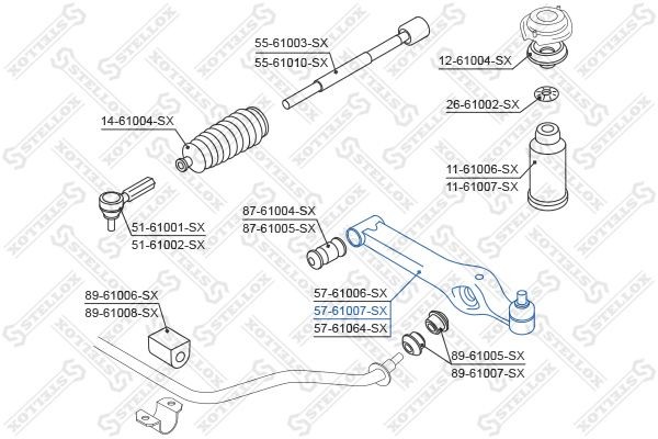 рычаг! VIN: N 140197>\ Suzuki Wagon R SR410/SR412 97> 57-61007-SX STELLOX