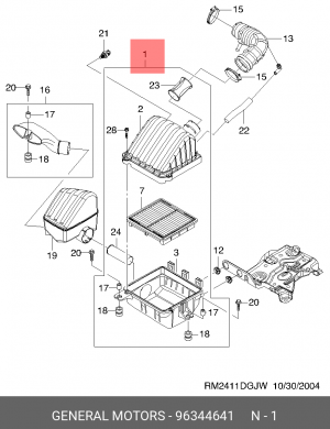 Корпус DAEWOO Matiz фильтра воздушного OE 96344641 GENERAL MOTORS