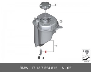 датчик уровня ОЖ! \BMW 5' E60/LCI/E61/F07 GT/F10/F11/6' E63/E64/F0 17 13 7 524 812 BMW