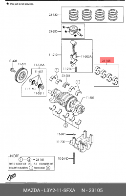 КОМПЛЕКТ ШАТУННЫХ  ВКЛАДЫШЕЙ  L3Y211SFXA L3Y211SFXA MAZDA