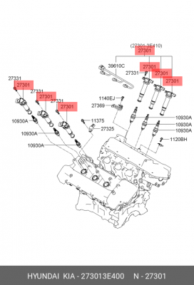 катушка зажигания!\ Hyundai, KIA 27301-3E400 HYUNDAI