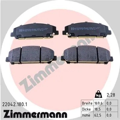 колодки дисковые !перед. 170x62x18 \Nissan Armada 07-11/Parthfinder 4.0/Xterra 1 220421801 ZIMMERMANN