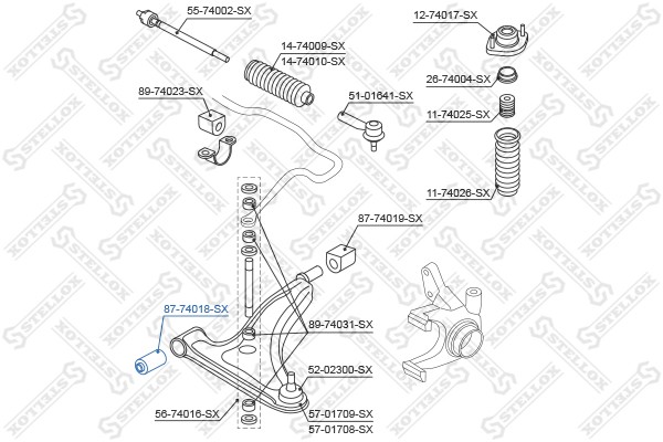 сайлентблок рычага пер.!\ Nissan Micra all 93-03 87-74018-SX STELLOX