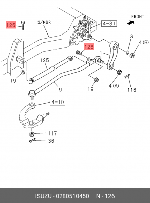 0280510450 Болт ролика натяжителя ISUZU 4JJ1-T 0280510450 ISUZU
