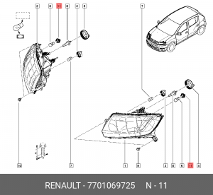 кронштейн лампы!\ Renault 7701069725 RENAULT
