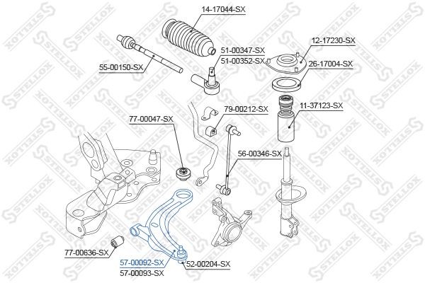 рычаг нижний левый!\ Mitsubishi Outlander 2.0/2.4 02> 57-00092-SX STELLOX