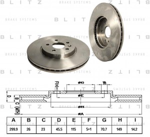 Диск тормозной передний вентилируемый CHEVROLET Cruze/Orlando 09-OPEL Astra/Zafi BS0311 BLITZ