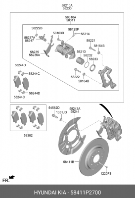 Диск тормозной HYUNDAI Santa Fe (21-) KIA Sorento (21-) задний (1шт.) OE 58411P2700 HYUNDAI KIA