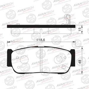 Колодки тормозные дисковые Avantech задние  (противоскрипная пластина в компл.)  AV141 AVANTECH